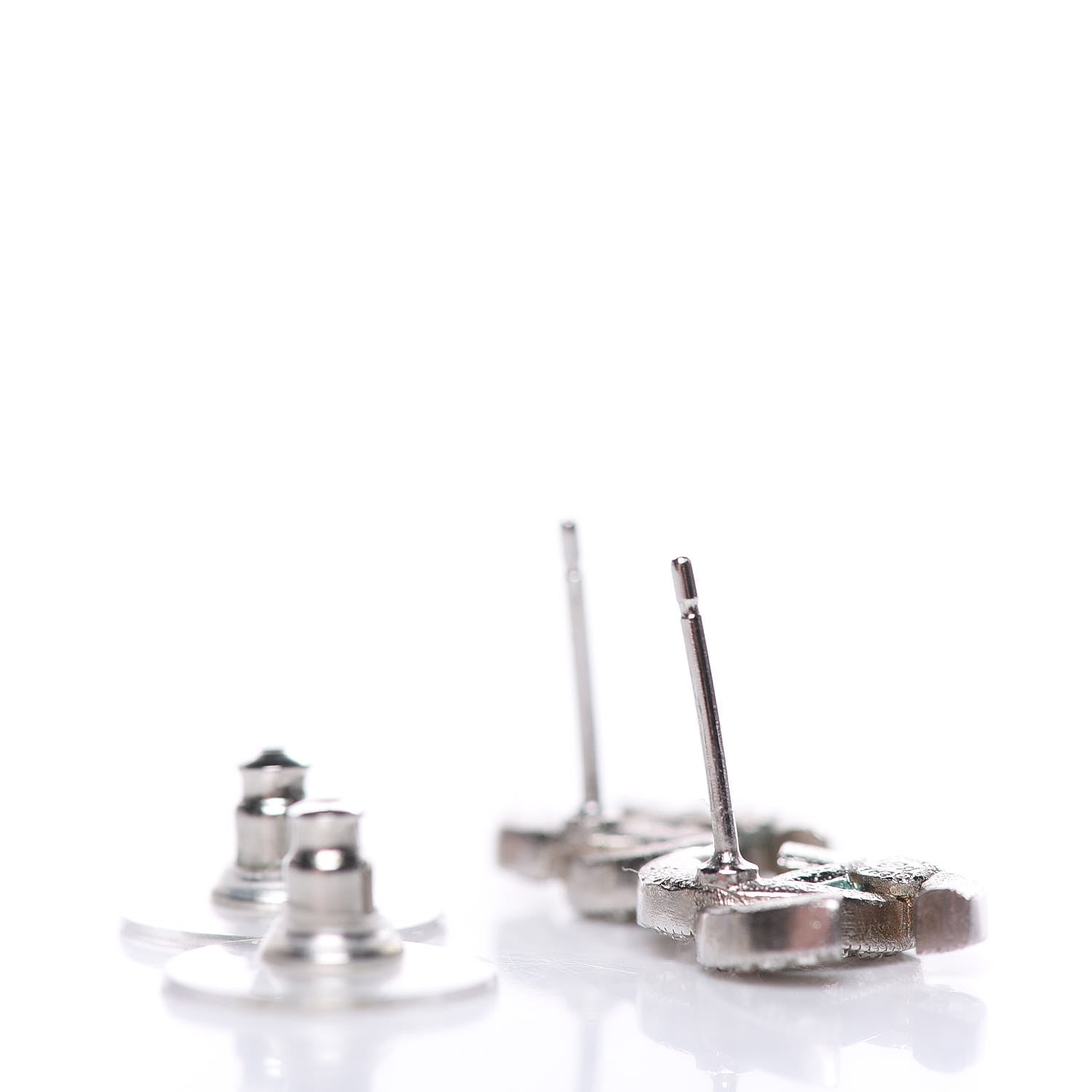 Chanel Crystal CC Earrings Silver 3 of 6
