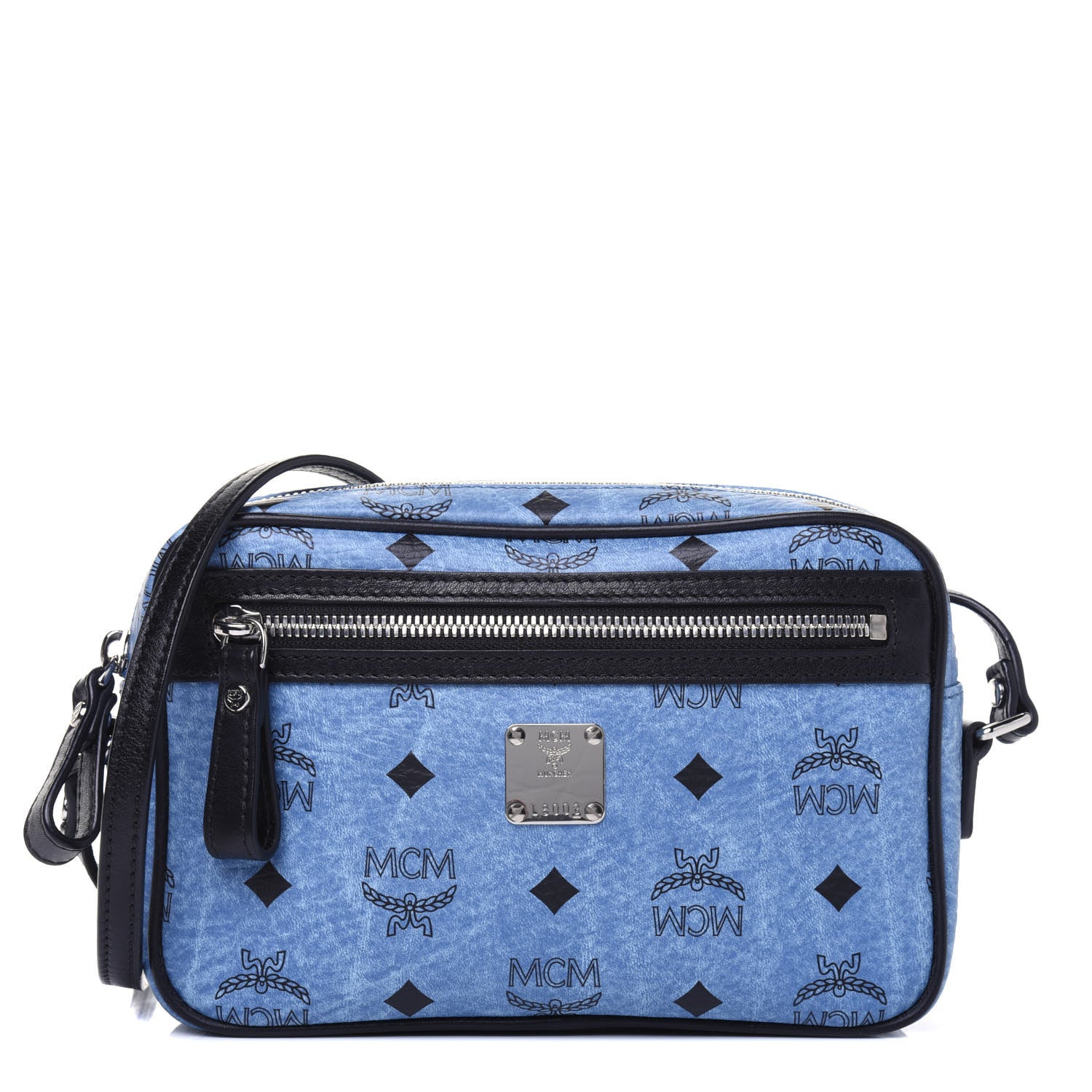 MCM Visetos Small Heritage Line Camera Crossbody Bag Munich Blue 1 of 15