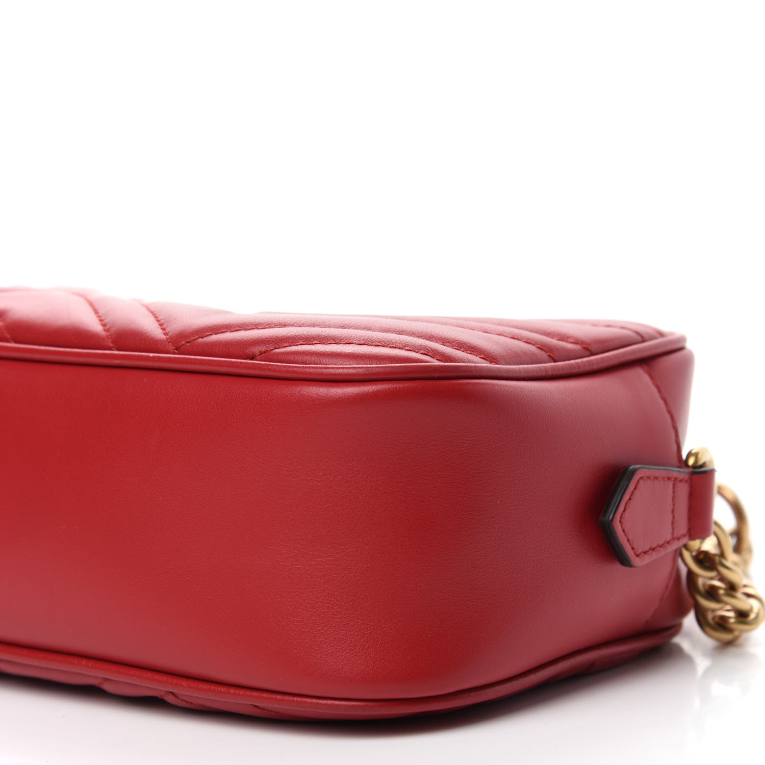 Gucci Calfskin Matelasse Small GG Marmont Chain Shoulder Bag Hibiscus Red 11 of 13