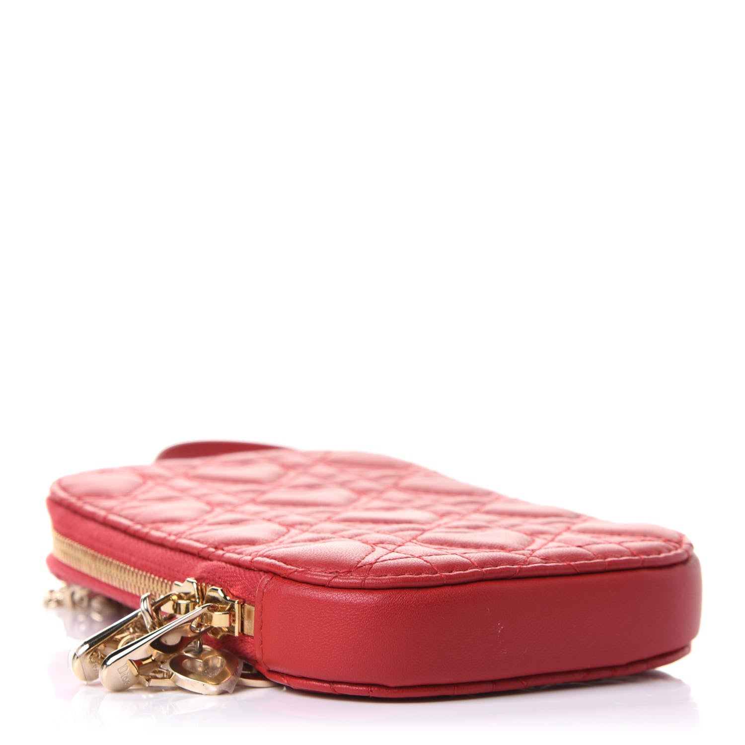 Christian Dior Lambskin Cannage Dioramour Lady Dior Phone Holder Bright Red 4 of 11