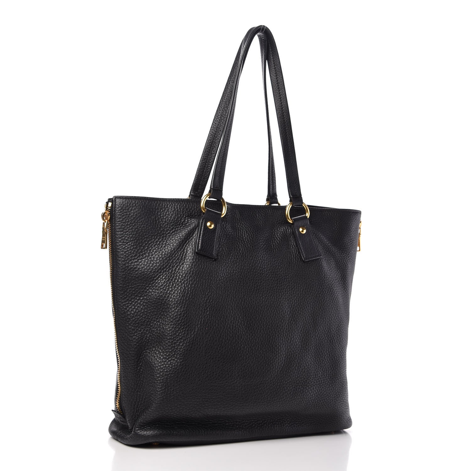 Prada Vitello Daino Side Zip Tote Black 3 of 11