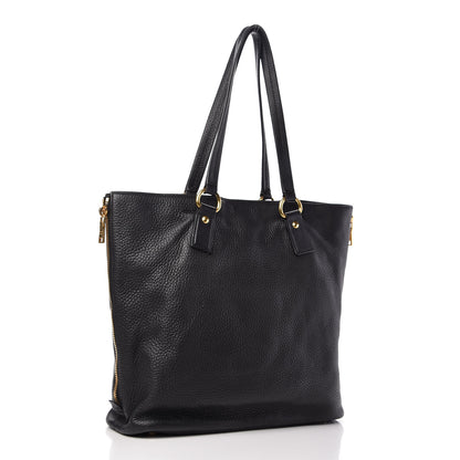 Prada Vitello Daino Side Zip Tote Black 3 of 11