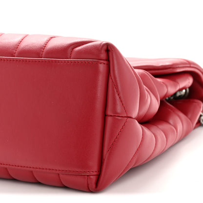 Saint Laurent Calfskin Y Quilted Monogram Medium Loulou Chain Satchel Lipstick Red 10 of 14