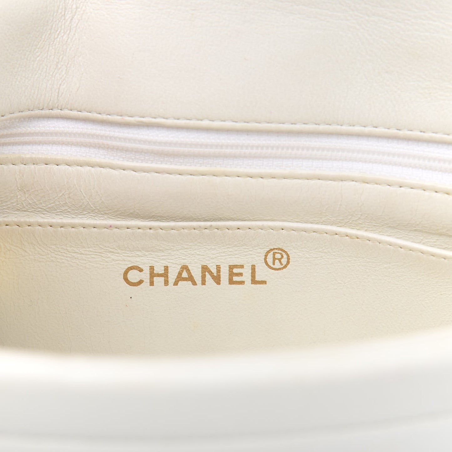 Lambskin Horizontal Quilted Small Double Flap White