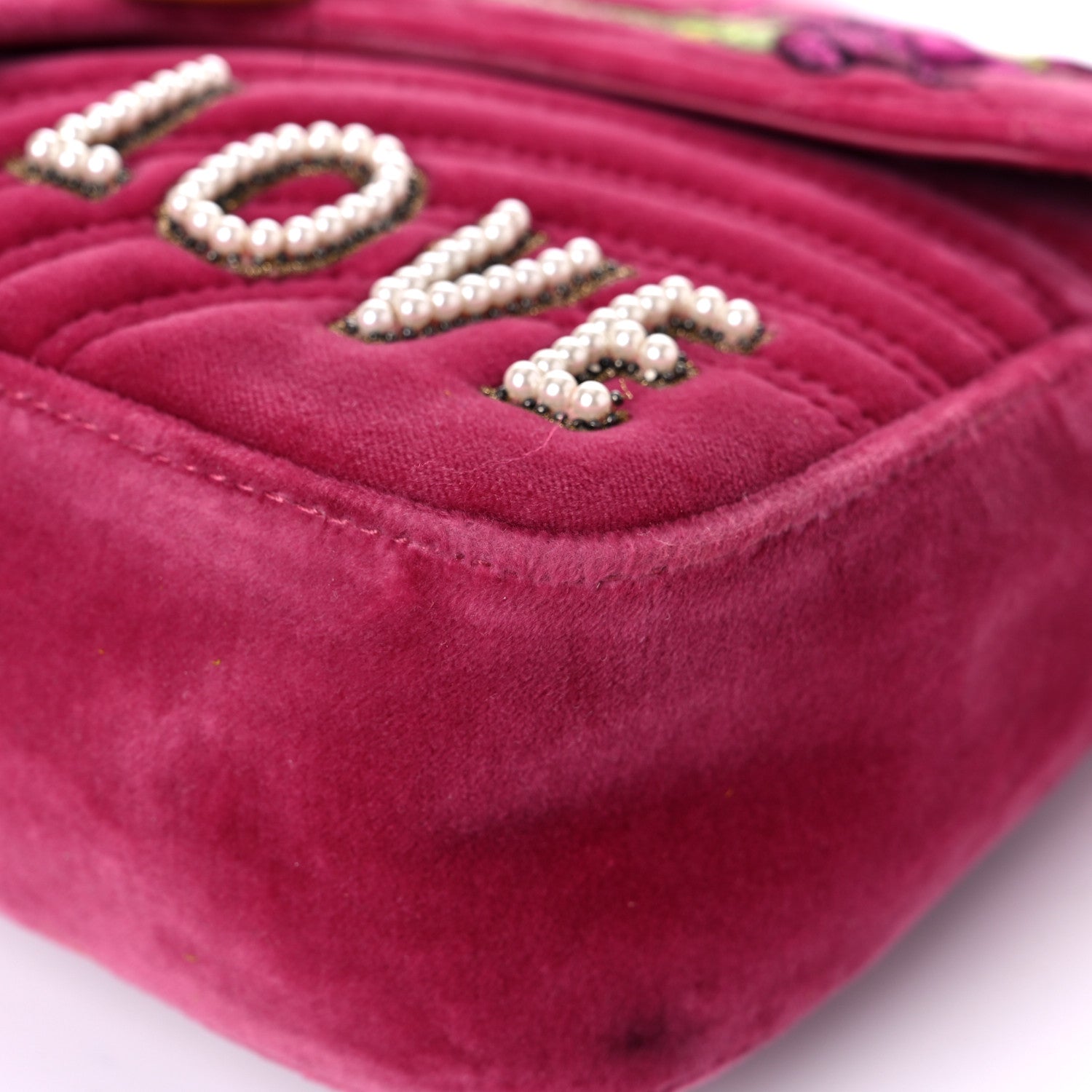 Gucci Velvet Matelasse Blind for Love Embroidered Medium GG Marmont Shoulder Bag Light Raspberry Rose Multicolor 9 of 16