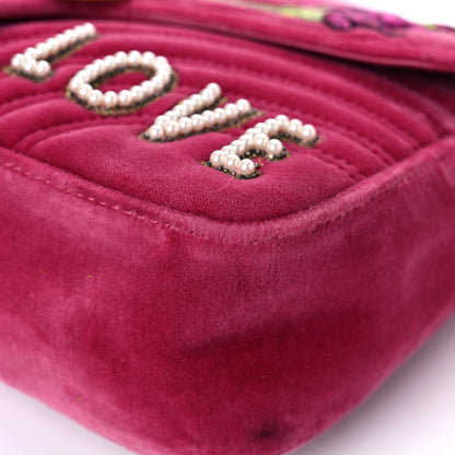 Gucci Velvet Matelasse Blind for Love Embroidered Medium GG Marmont Shoulder Bag Light Raspberry Rose Multicolor 9 of 16
