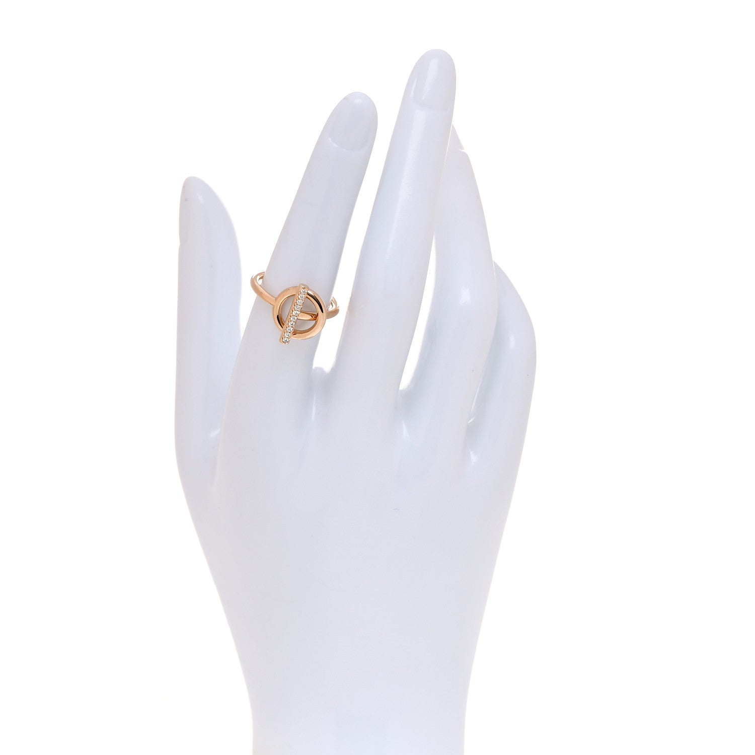 Hermes 18K Rose Gold Diamond PM Echappee Ring 51 5.75 2 of 7