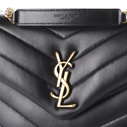 Saint Laurent Calfskin Y Quilted Monogram Small Loulou Chain Satchel Black 8 of 8