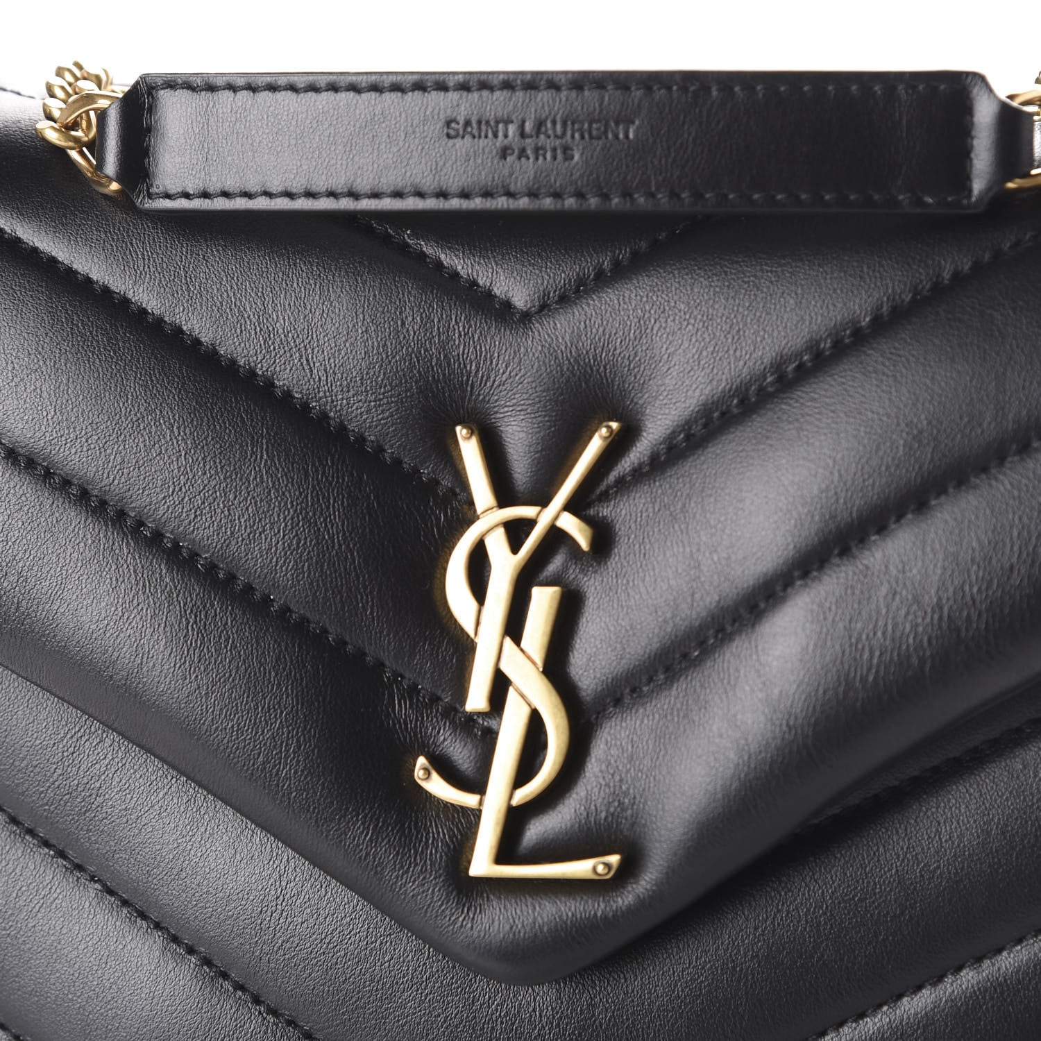 Saint Laurent Calfskin Y Quilted Monogram Small Loulou Chain Satchel Black 8 of 8