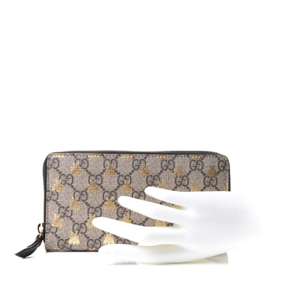 Gucci GG Supreme Monogram Bees Zip Around Wallet 2 of 6