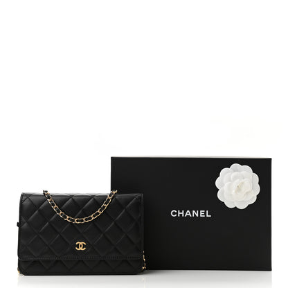 Chanel Lambskin Quilted Wallet On Chain WOC Black 12 of 12