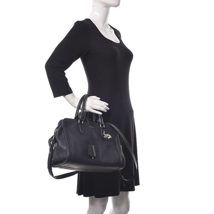 Alexander McQueen Pebbled Calfskin Small Skull Padlock Zip Around Tote Navy 2 of 11