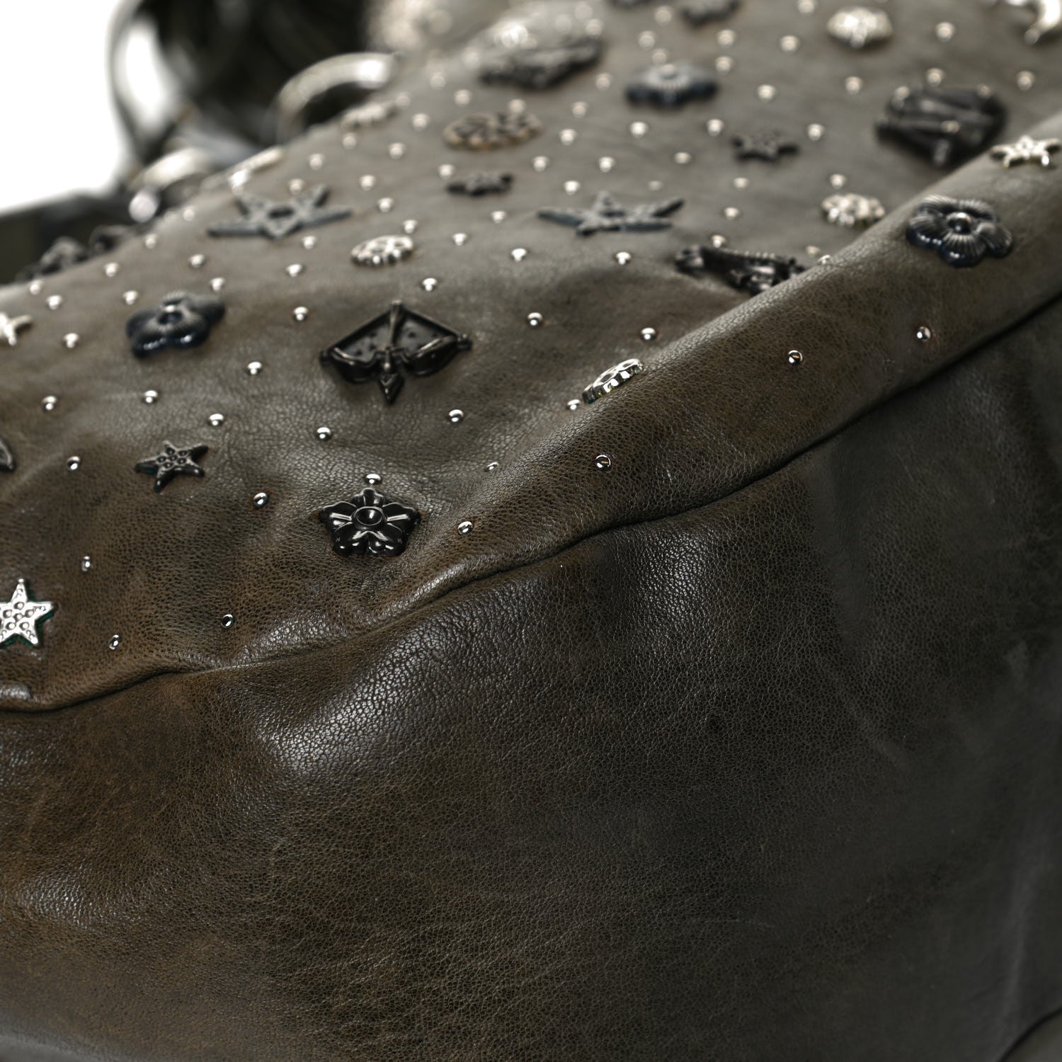 Jimmy Choo Calfskin Studded Sky Hobo Dark Green 12 of 16