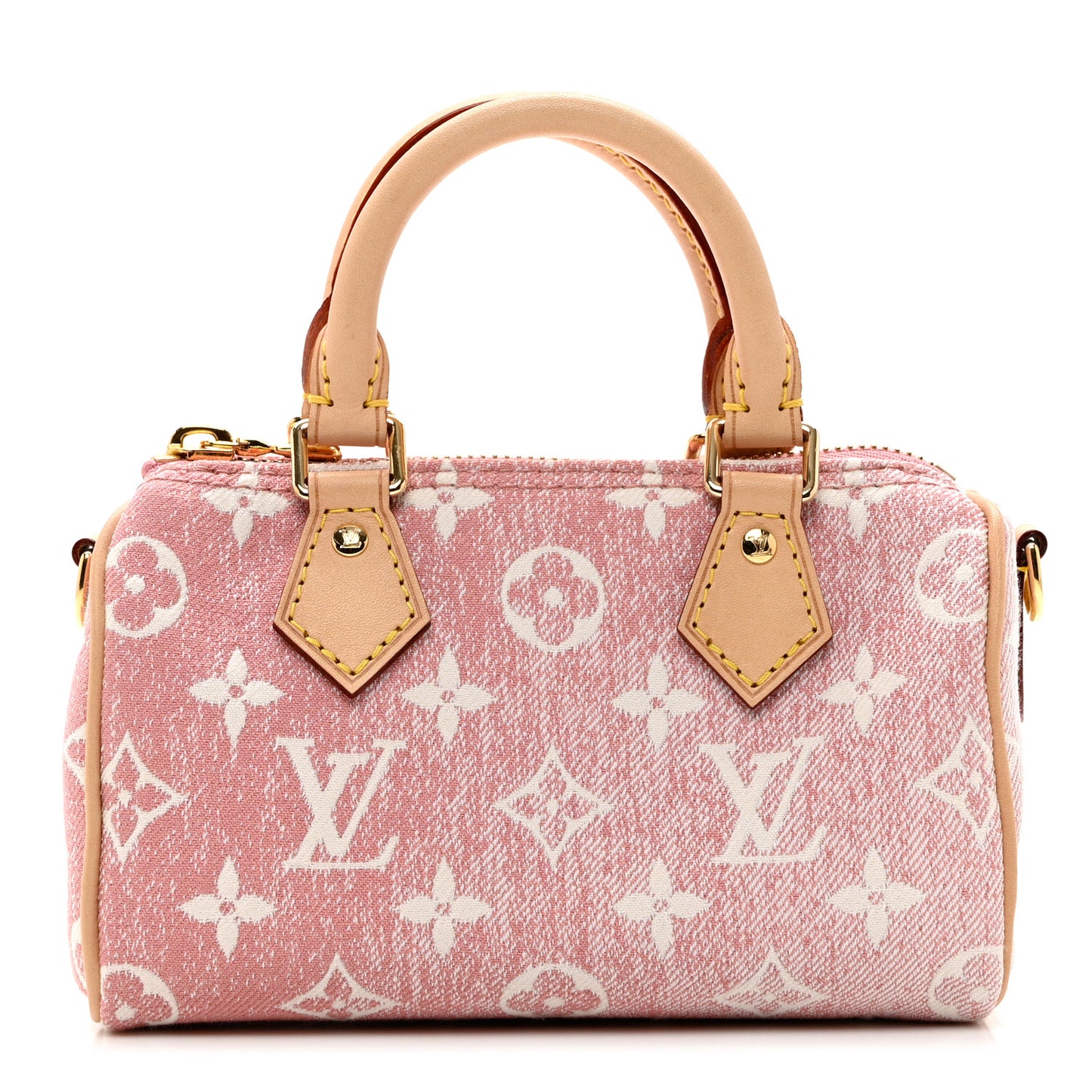 Monogram Jacquard Denim Nano Speedy Bandouliere Pink