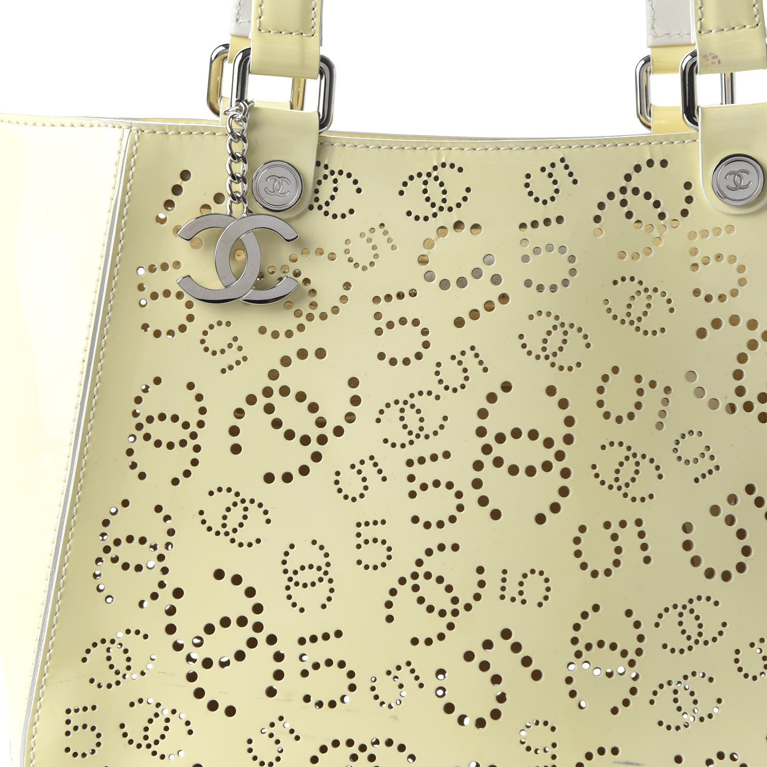 Chanel Patent Perforated CC No 5 Tote Yellow 10 of 12