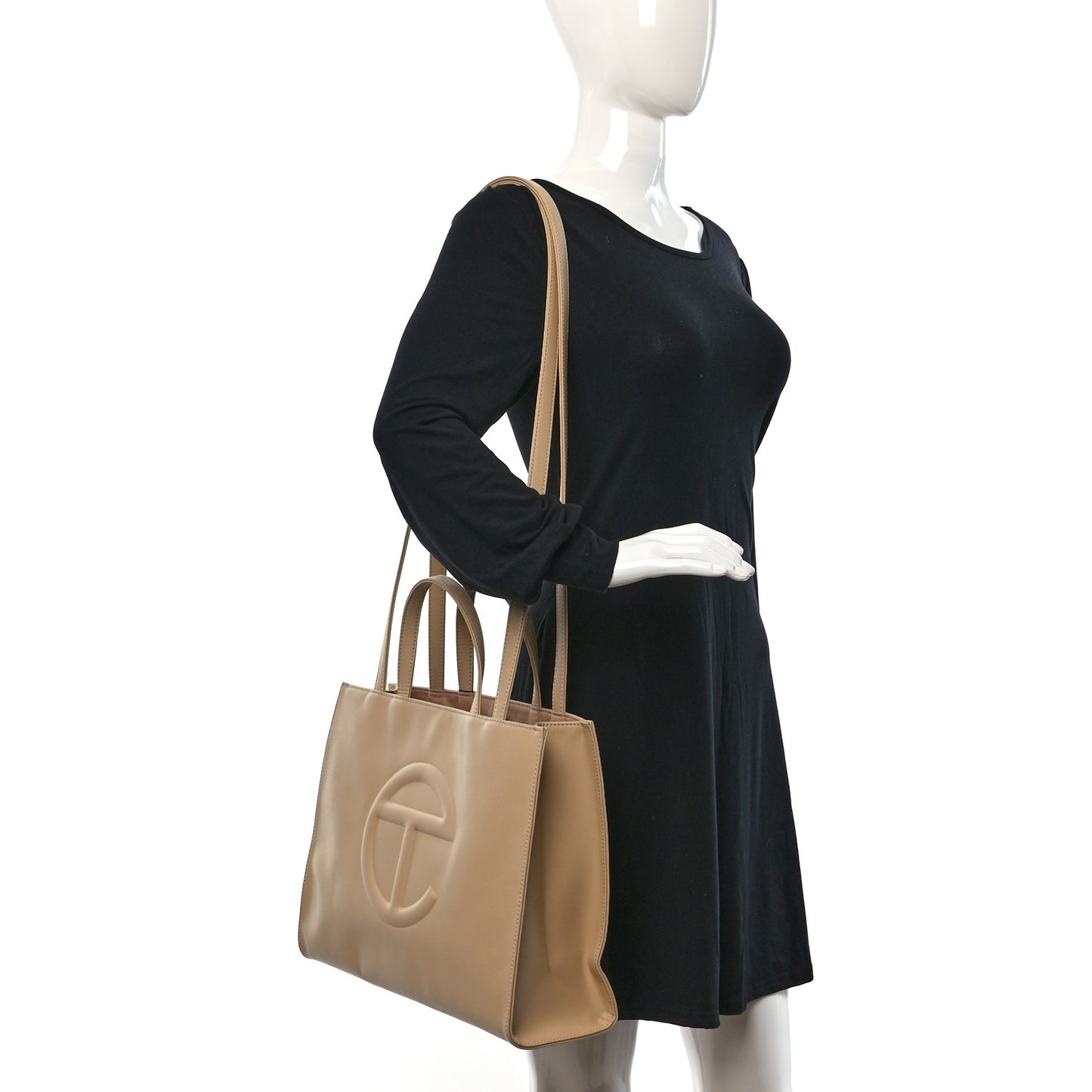 Vegan Leather Medium Shopping Bag Cream