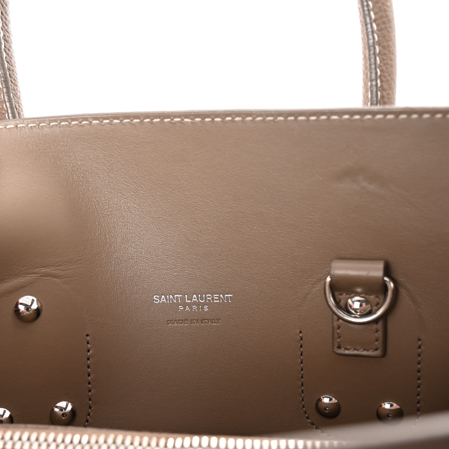 Saint Laurent Grained Calfskin Topstitch Small Classic Sac De Jour Taupe 6 of 9
