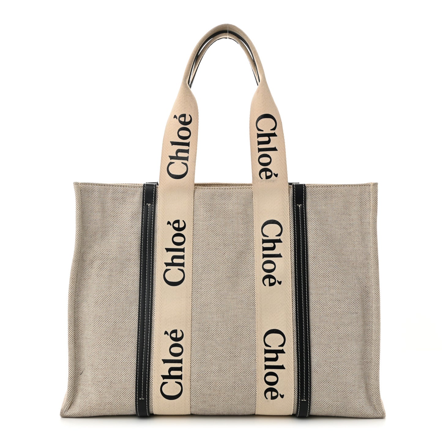 Cotton Calfskin Large Woody Ribbon Tote White Blue
