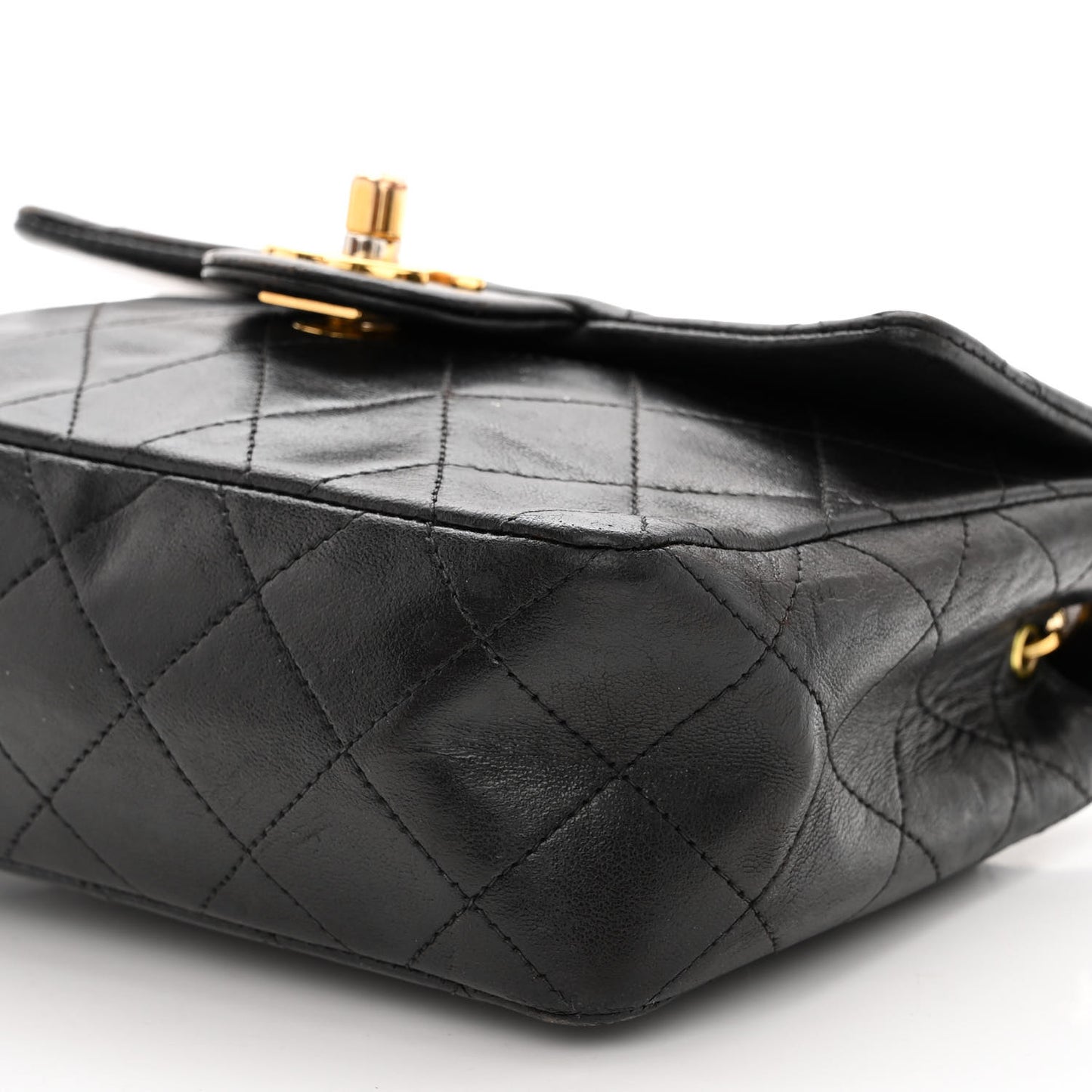 Lambskin Quilted Mini Square Flap Black