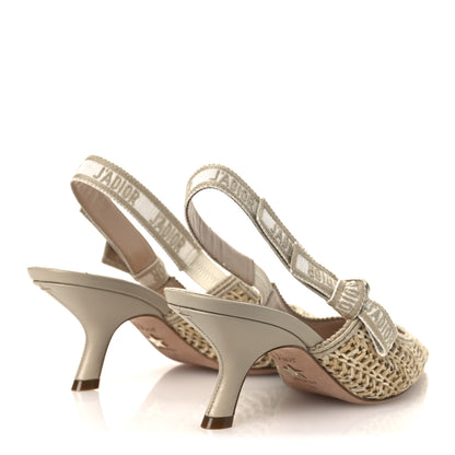 Christian Dior Raffia Embroidered J'Adior Slingback 65mm Pumps 36 Taupe 5 of 11