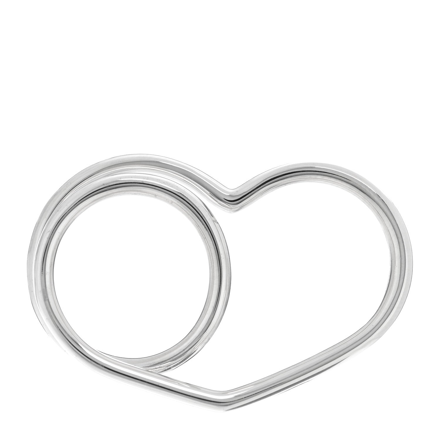 Hermes Sterling Silver MM Vertige Coeur Double Ring 49 4.75 1 of 6