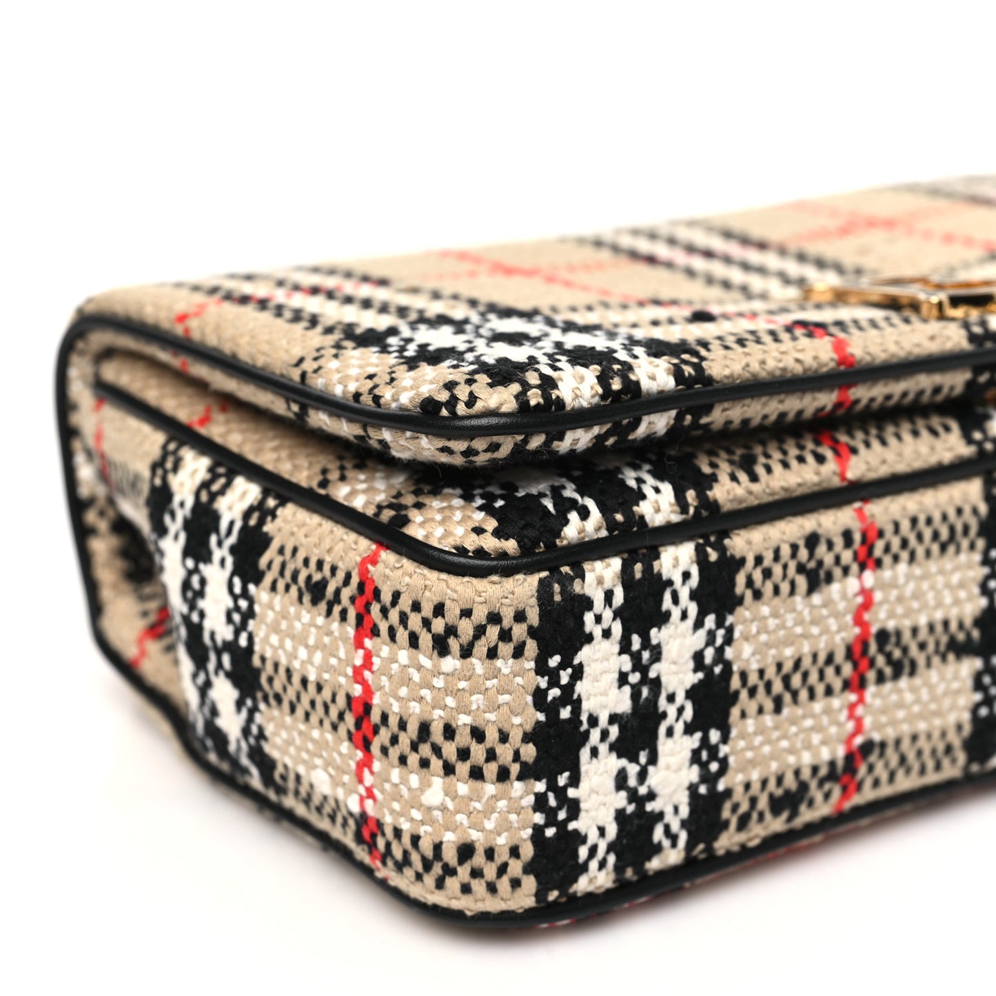 Calfskin Boucle Check Small Lola Chain Bag Archive Beige