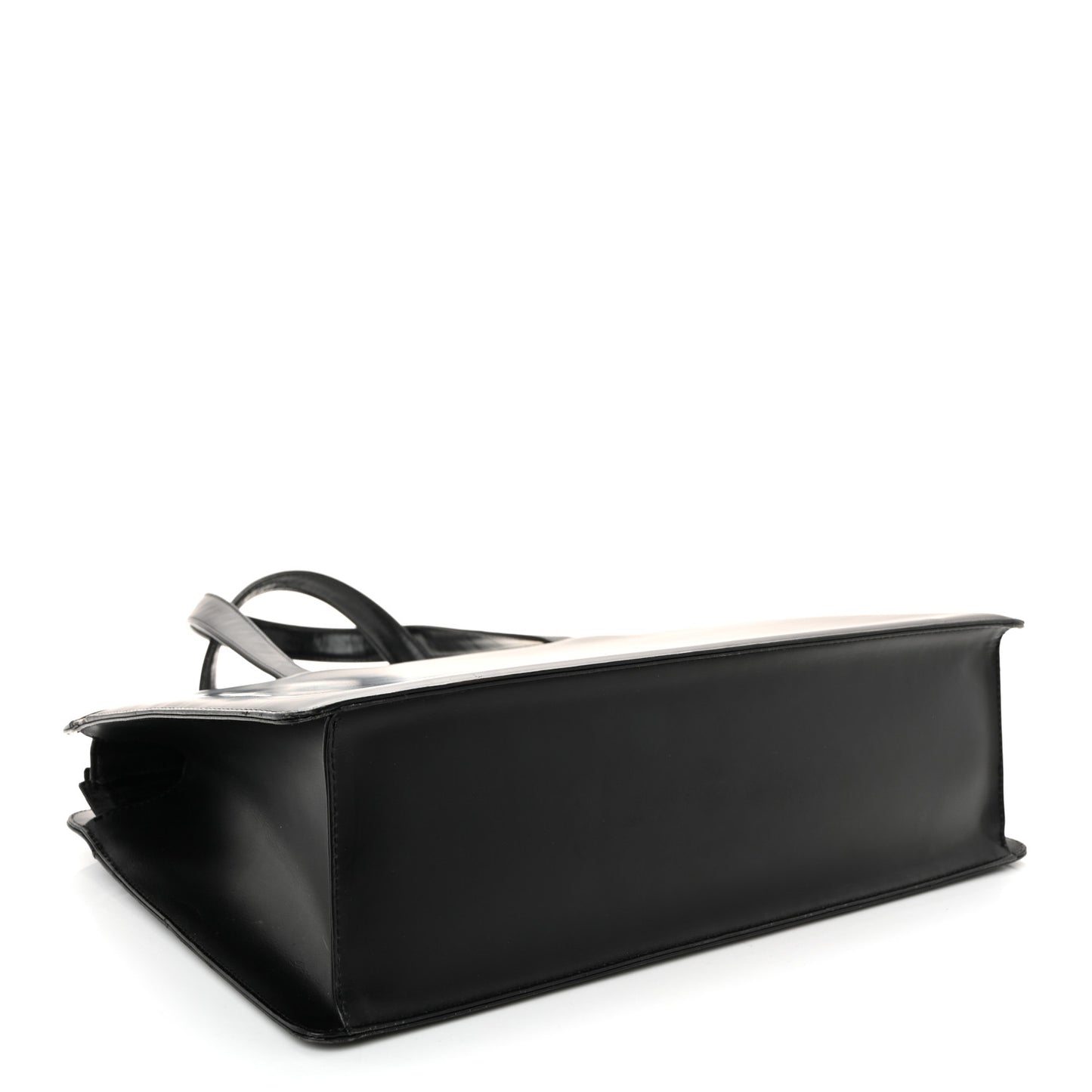 Glazed Calfskin House Check Briefcase Black
