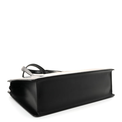 Burberry Glazed Calfskin House Check Briefcase Black 4 of 10
