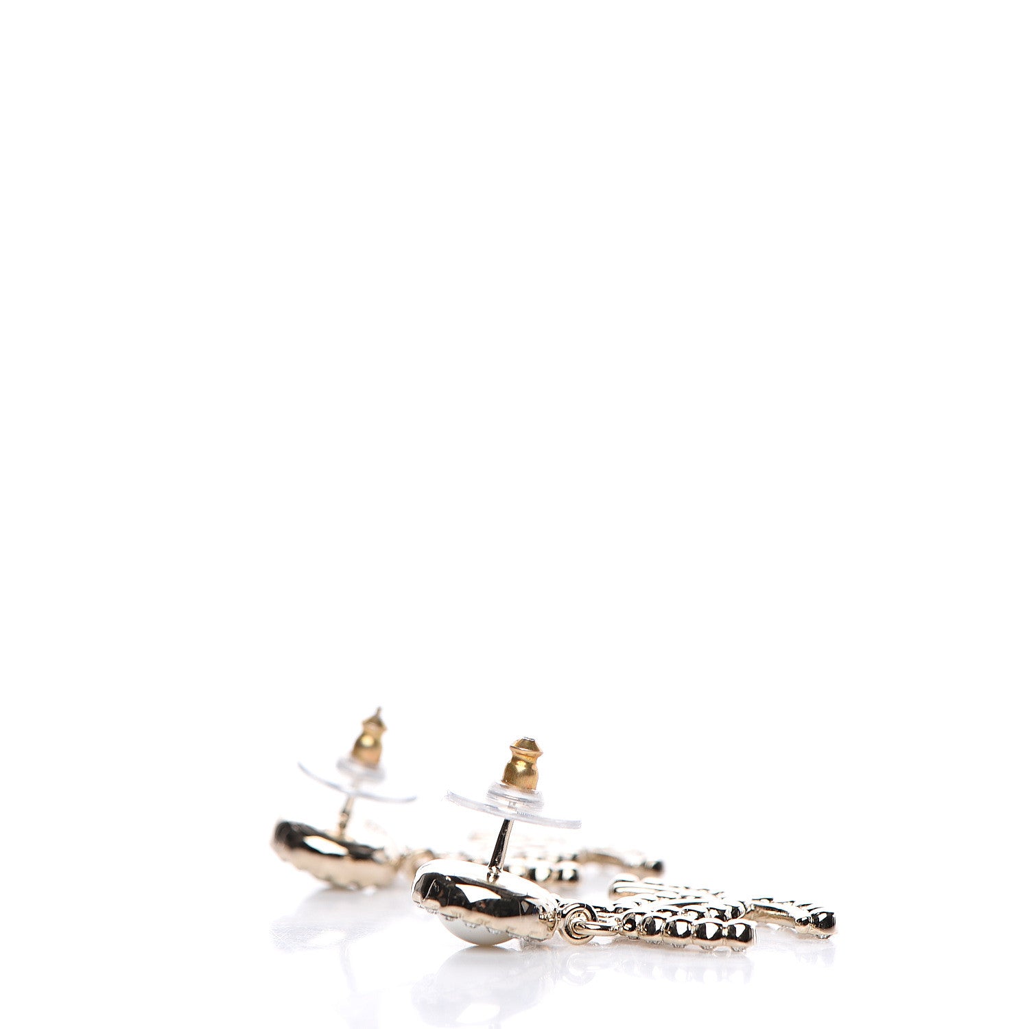 Chanel Crystal Pearl Bow-tiful CC Drop Earrings Gold 3 of 5