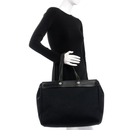 Hermes Toile Vache Hunter Herbag Cabas MM Black 2 of 17