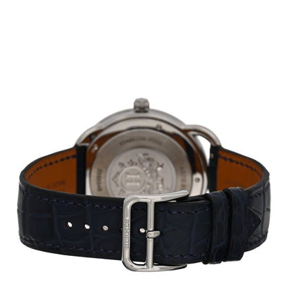 Hermes Stainless Steel Alligator 40mm Arceau Quartz Watch Bleu Abysse 3 of 5