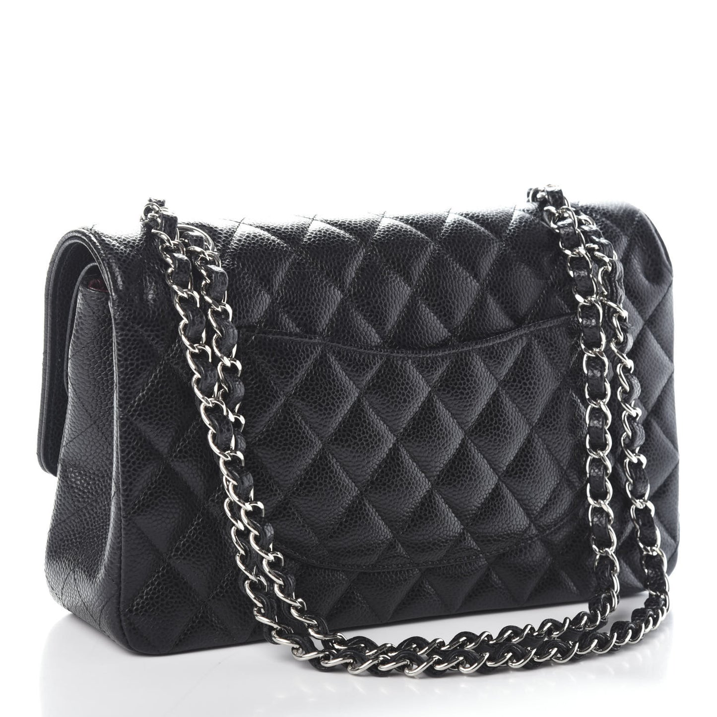 Caviar Quilted Medium Double Flap Black