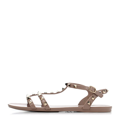 Valentino Garavani PVC Jelly Rockstud Caged Sandals 40 Poudre 1 of 4