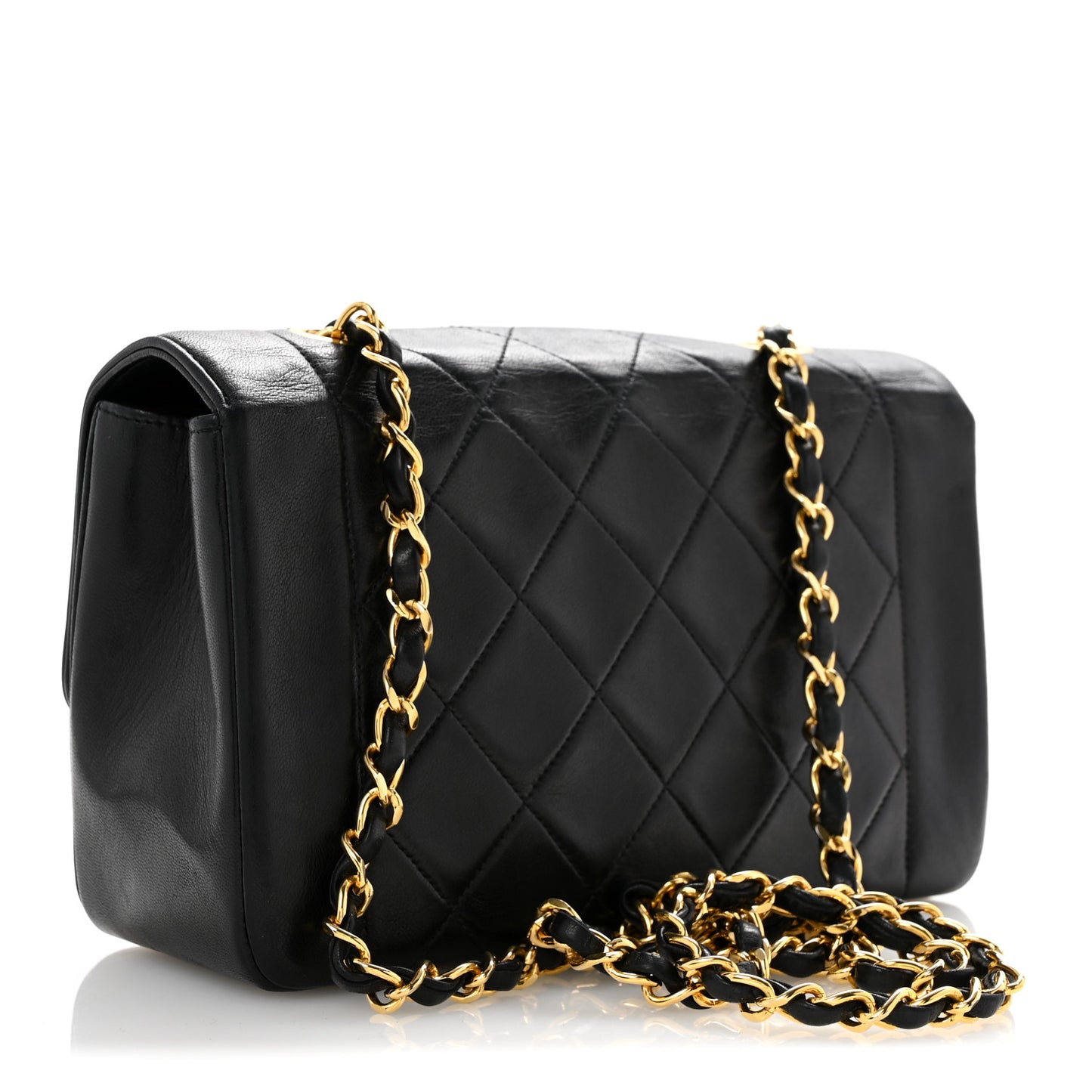 Lambskin Quilted Small Single Flap Black