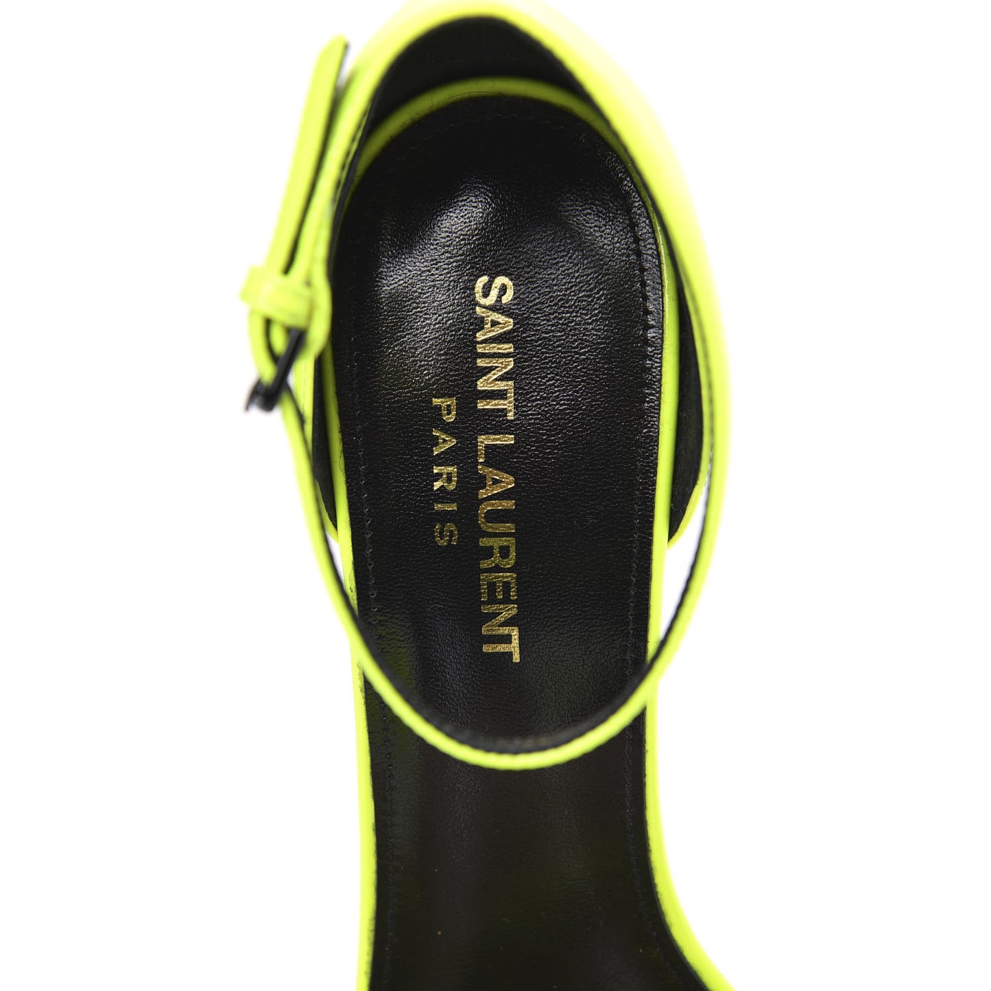 Patent Calfskin Amber 105 Ankle Strap Sandals 38.5 Yellow Fluo