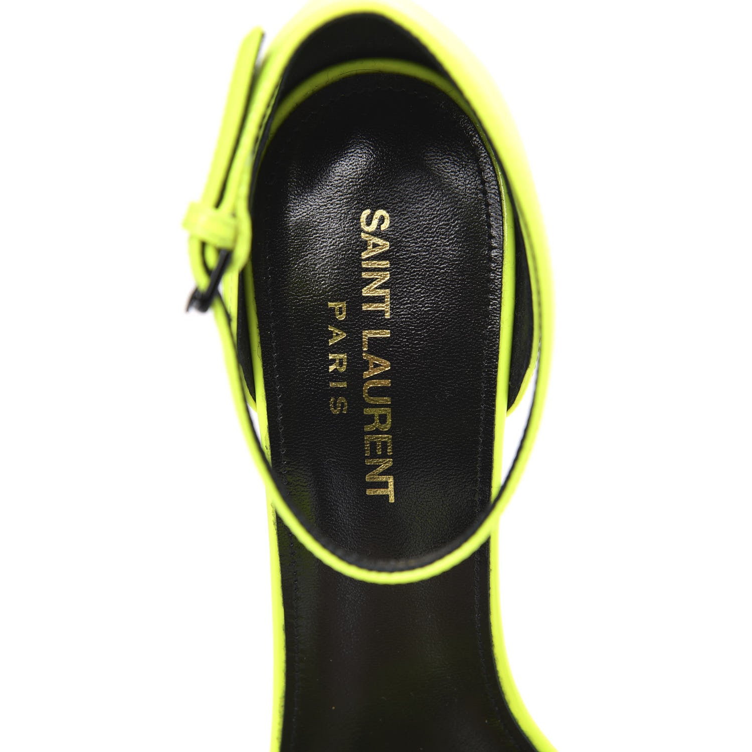 Saint Laurent Patent Calfskin Amber 105 Ankle Strap Sandals 38.5 Yellow Fluo 8 of 9