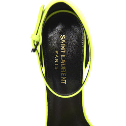 Saint Laurent Patent Calfskin Amber 105 Ankle Strap Sandals 38.5 Yellow Fluo 8 of 9