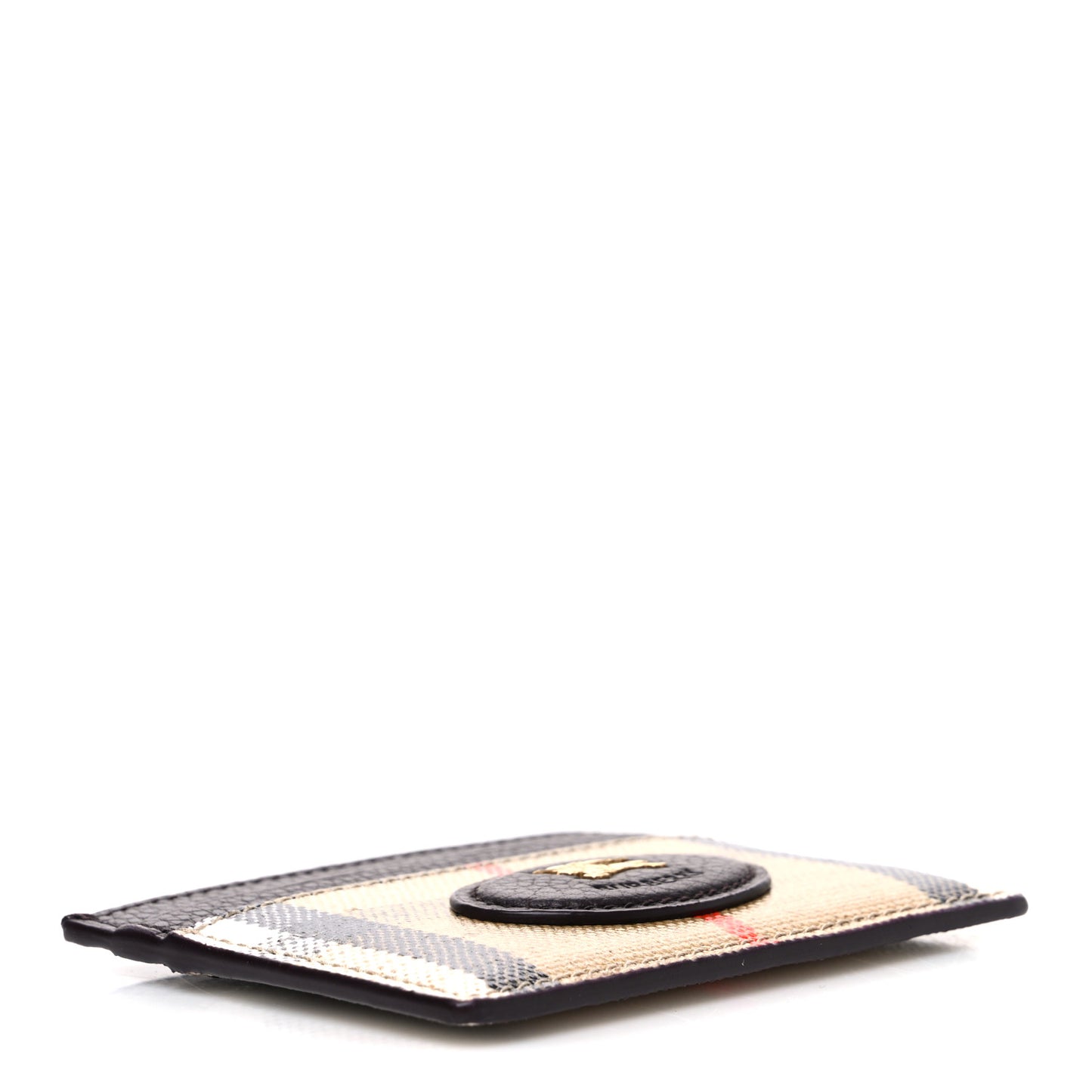 Grained Calfskin Jacquard Woven Vintage Check Highlands Card Case Sand