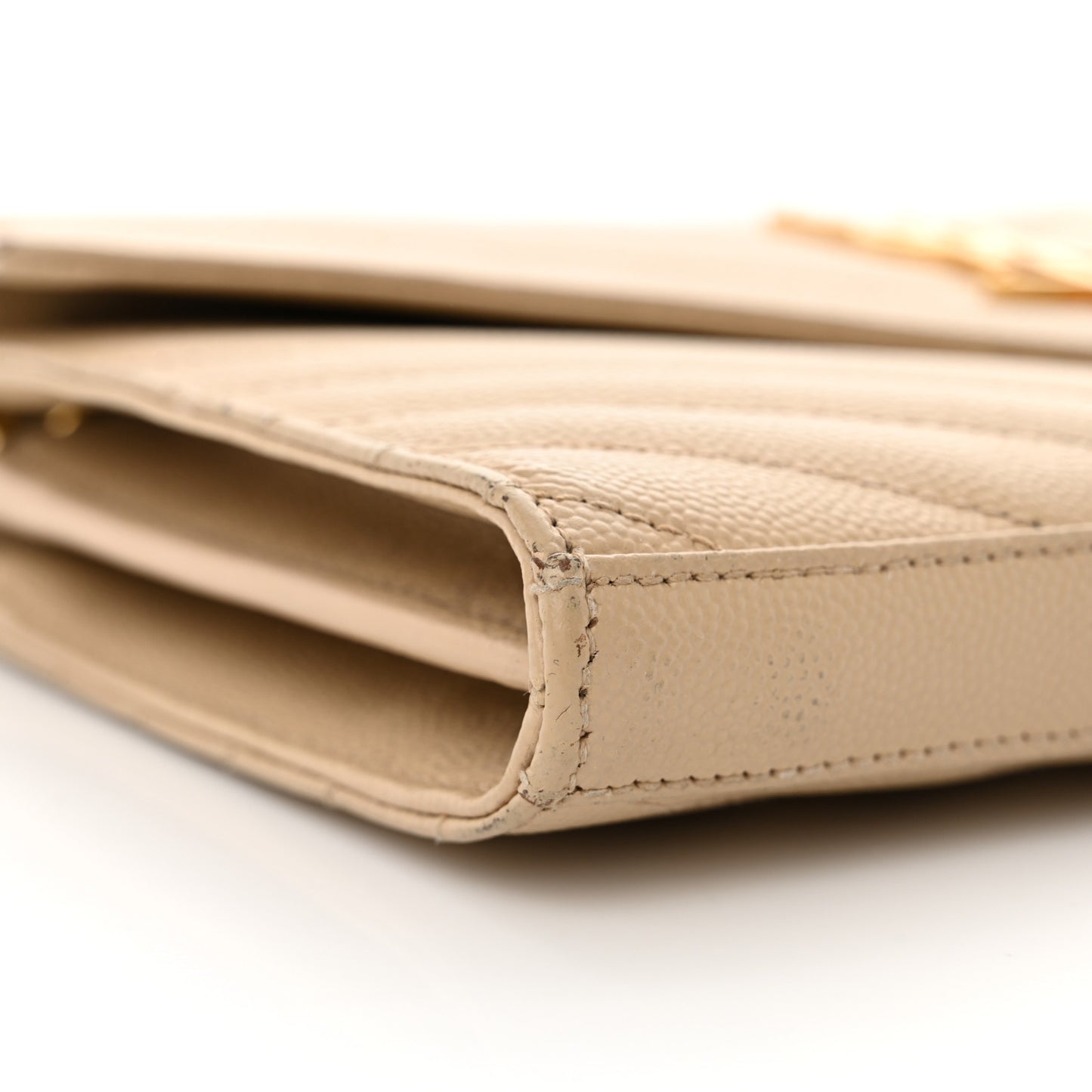 Grain De Poudre Matelasse Chevron Monogram Chain Wallet Deep Beige