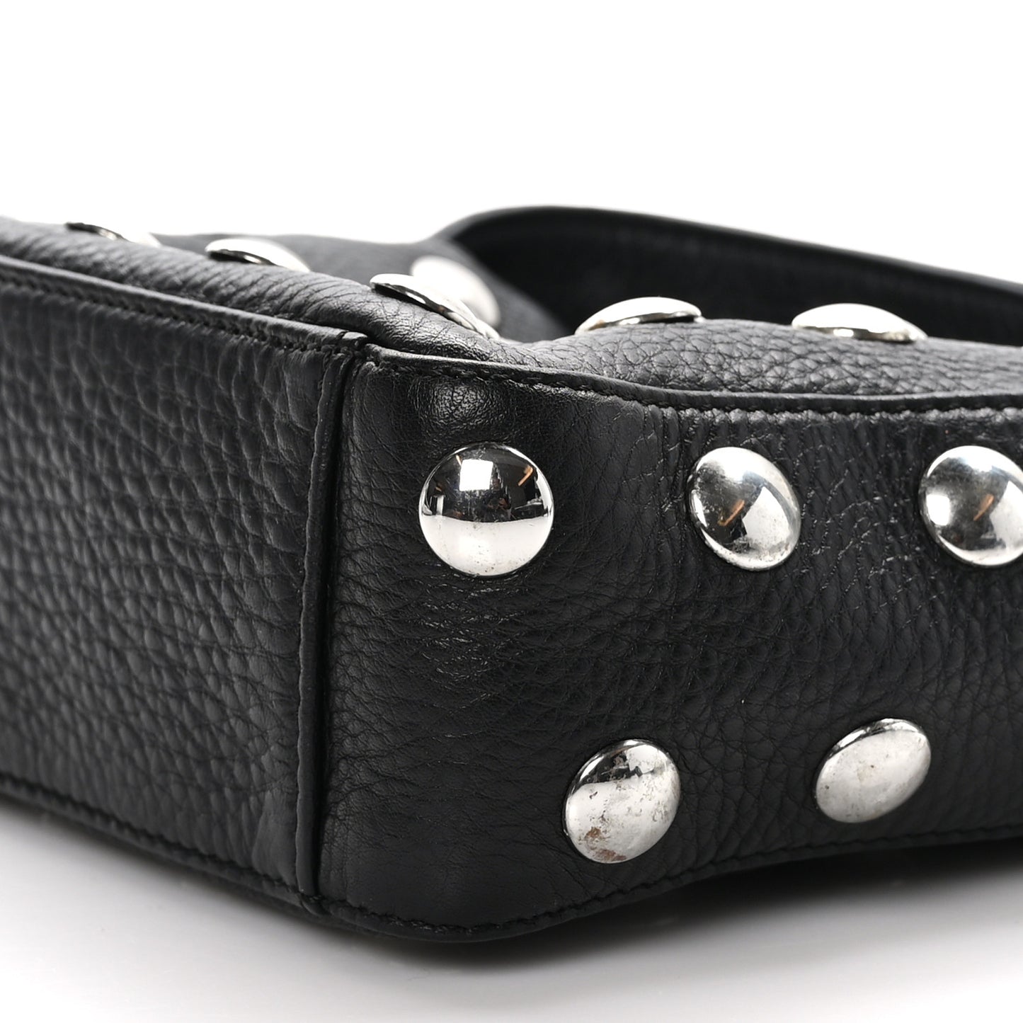 Pebbled Sport Calfskin Studded Small Elena Black