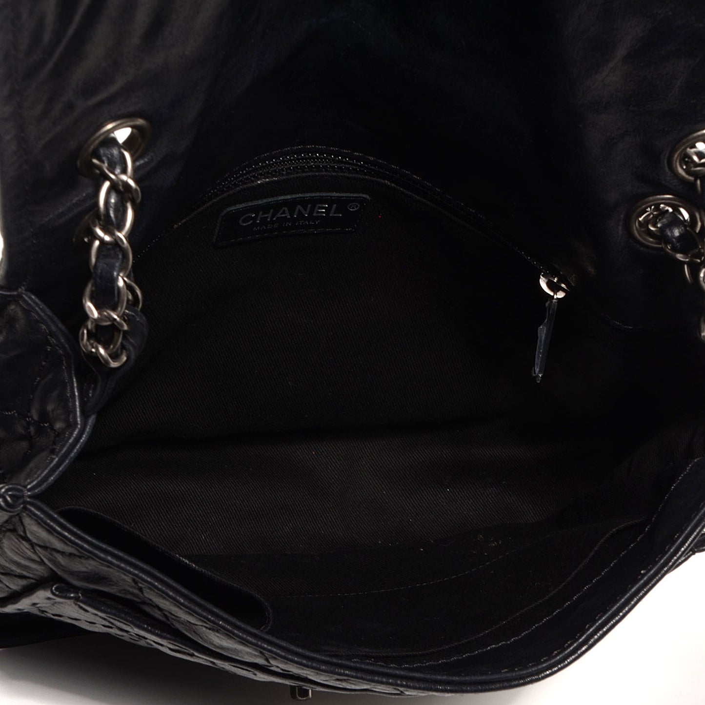 Aged Crumpled Calfskin Vintage Small Flap Black