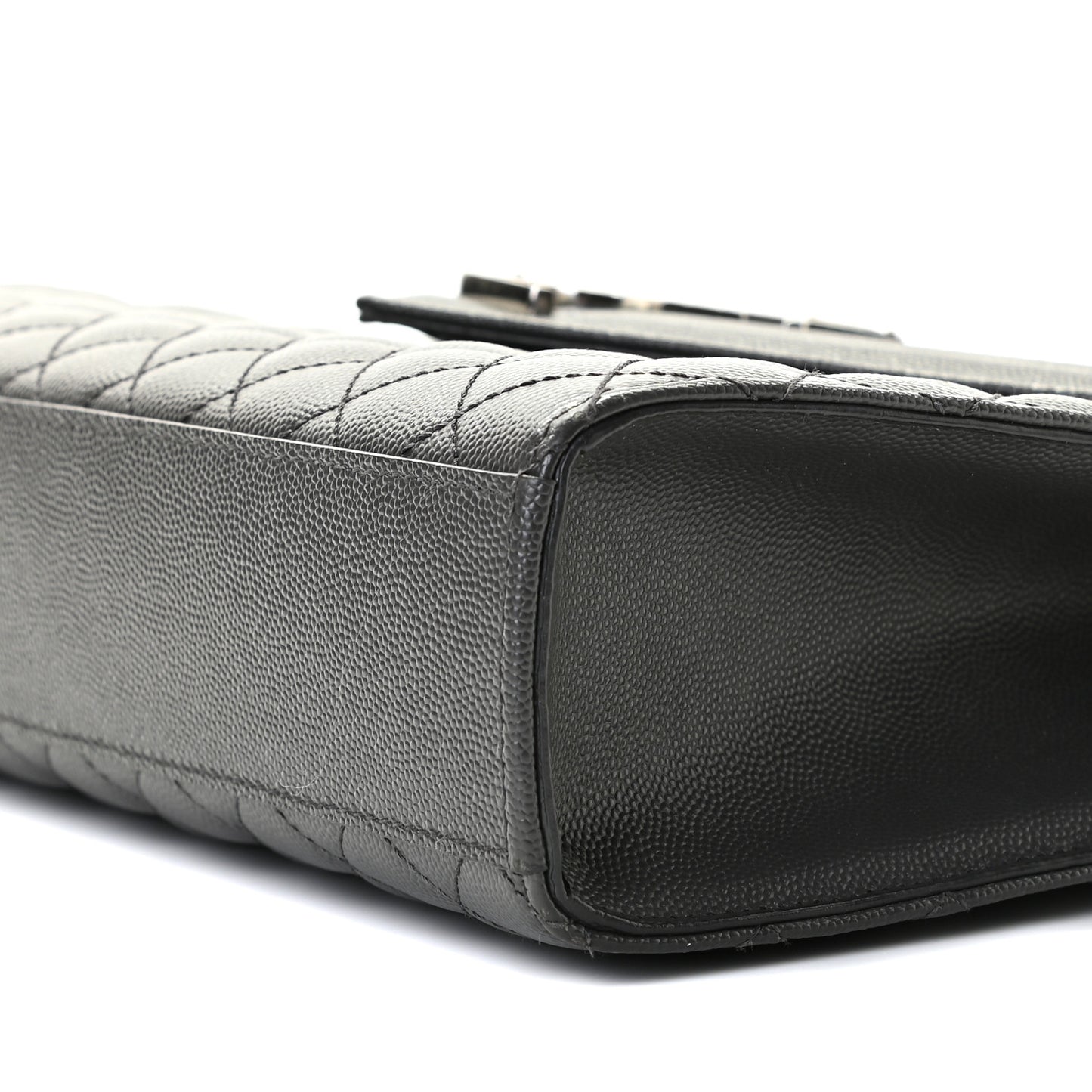 Grain De Poudre Textured Mixed Matelasse Large Triquilt Monogram Satchel Asphalt