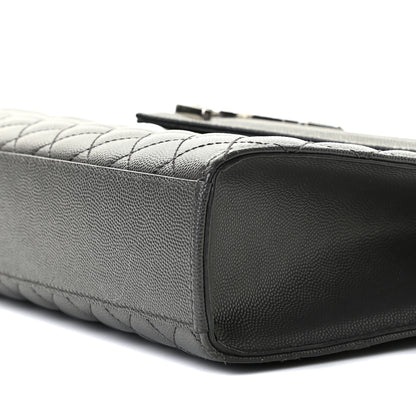 Saint Laurent Grain De Poudre Textured Mixed Matelasse Large Triquilt Monogram Satchel Asphalt 5 of 9