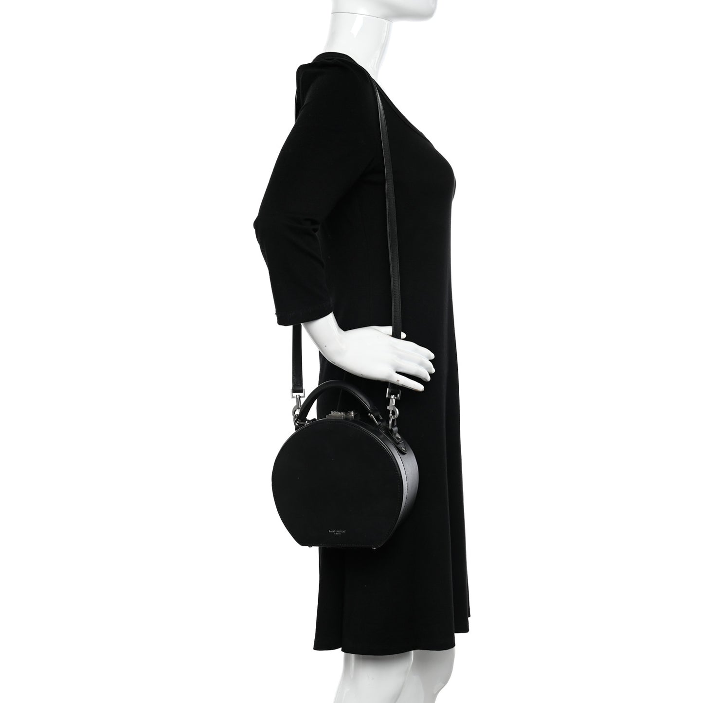 Calfskin Small Mica Hat Box Black