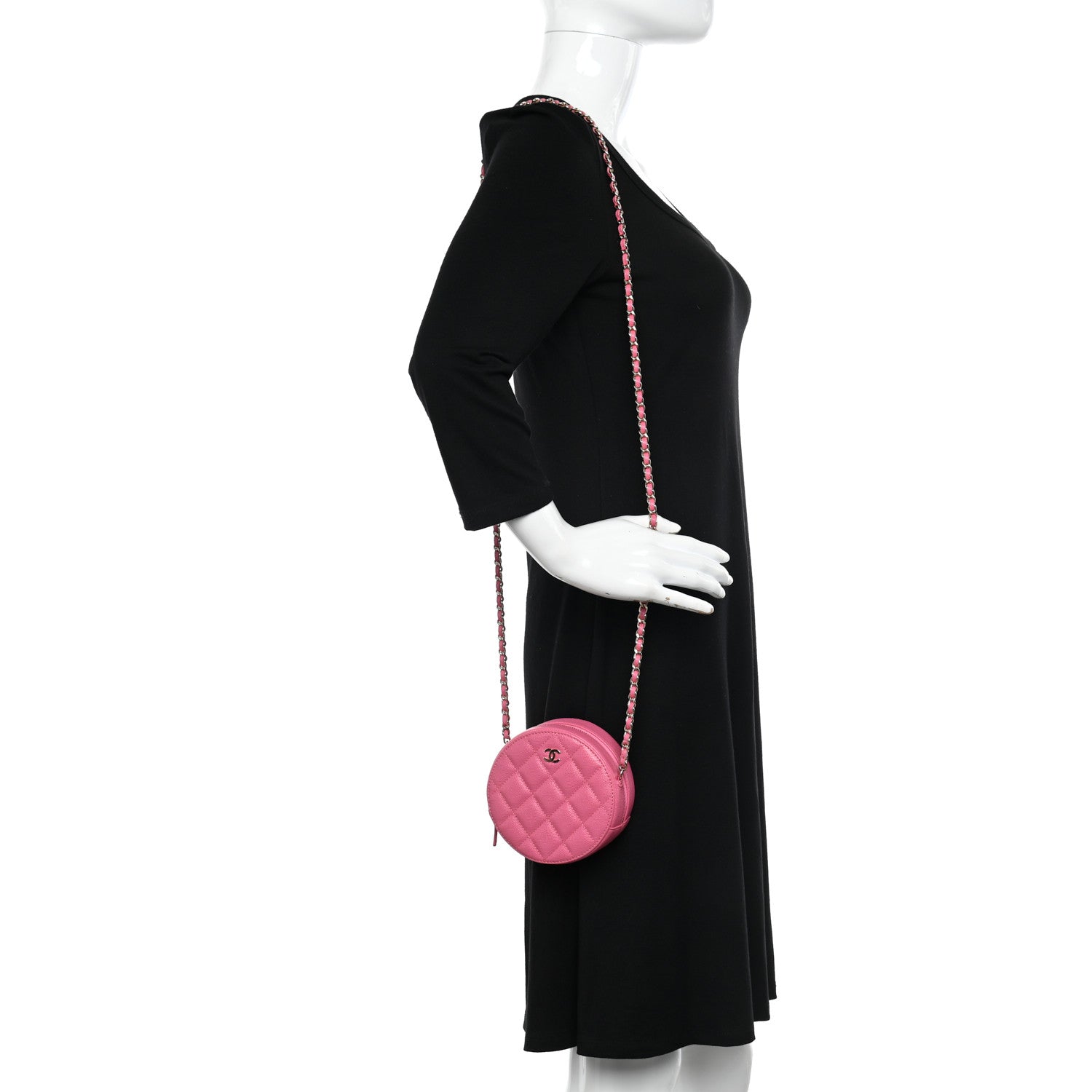 Chanel Caviar Quilted Round Clutch With Chain Pink 2 of 10