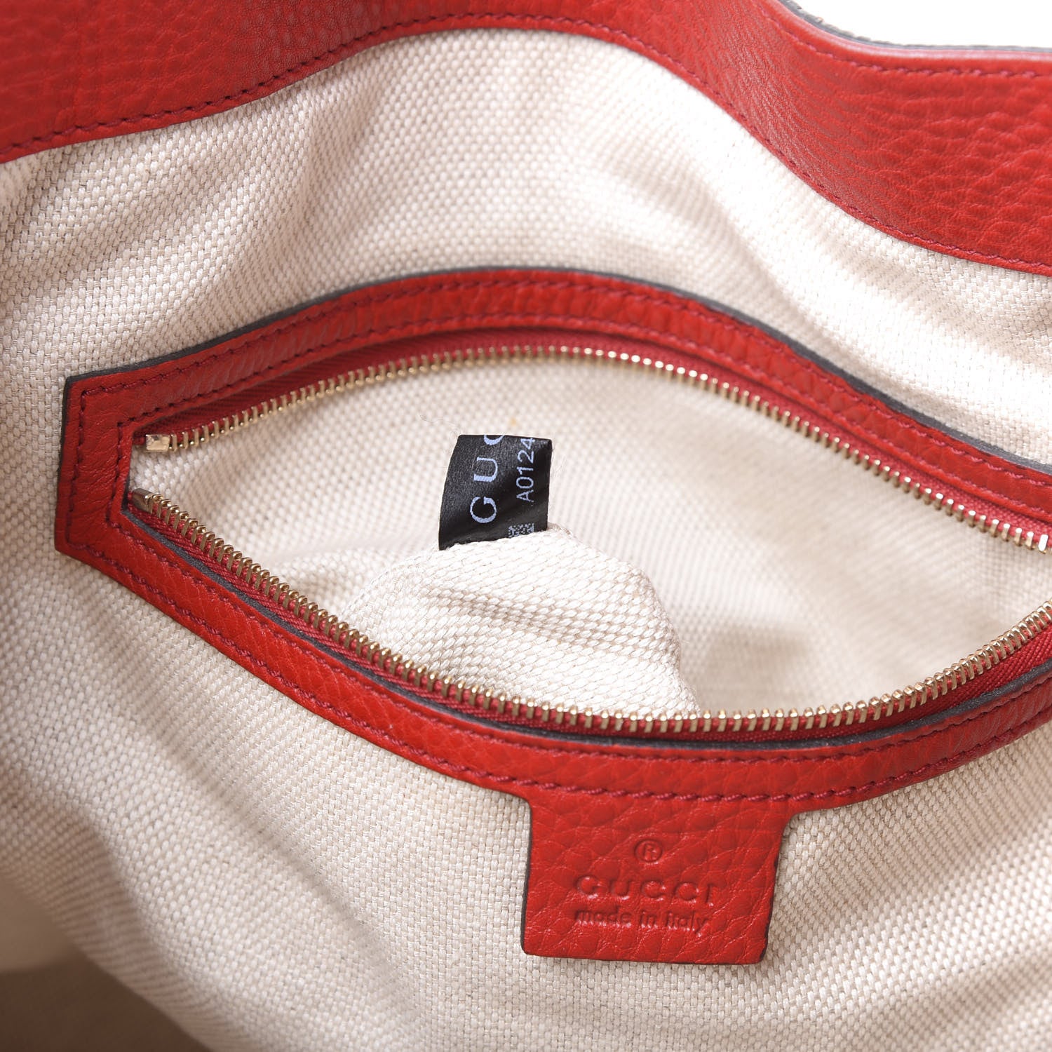 Gucci Pebbled Calfskin Medium Soho Shoulder Bag Red 6 of 11