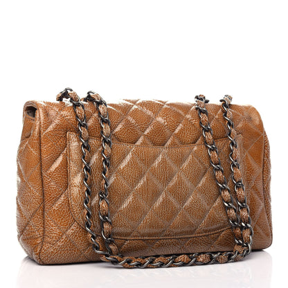 Chanel Crinkled Patent Quilted Jumbo Single Flap Beige 3 of 10