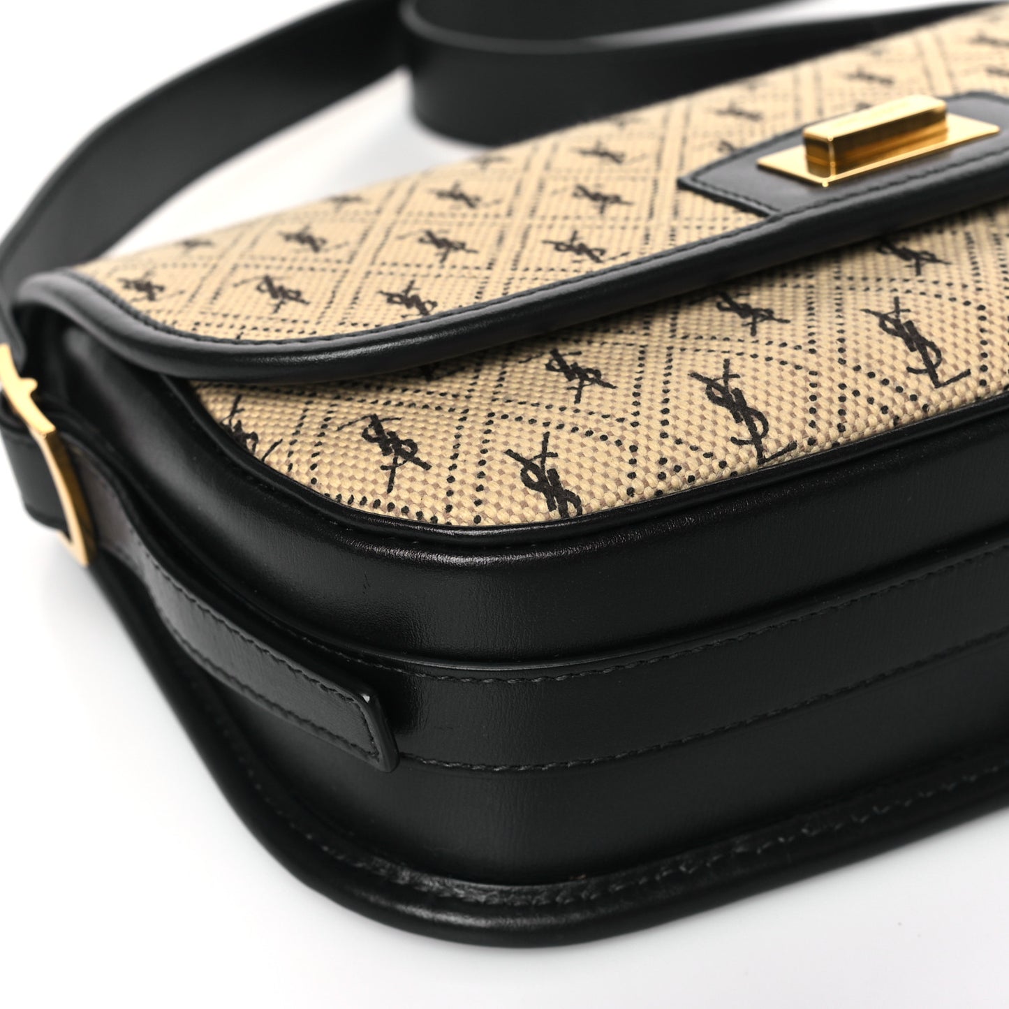 Canvas Monogram All Over Satchel Bag Beige