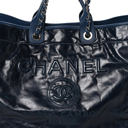 Chanel Glazed Calfskin Large Deauville Tote Blue 8 of 14