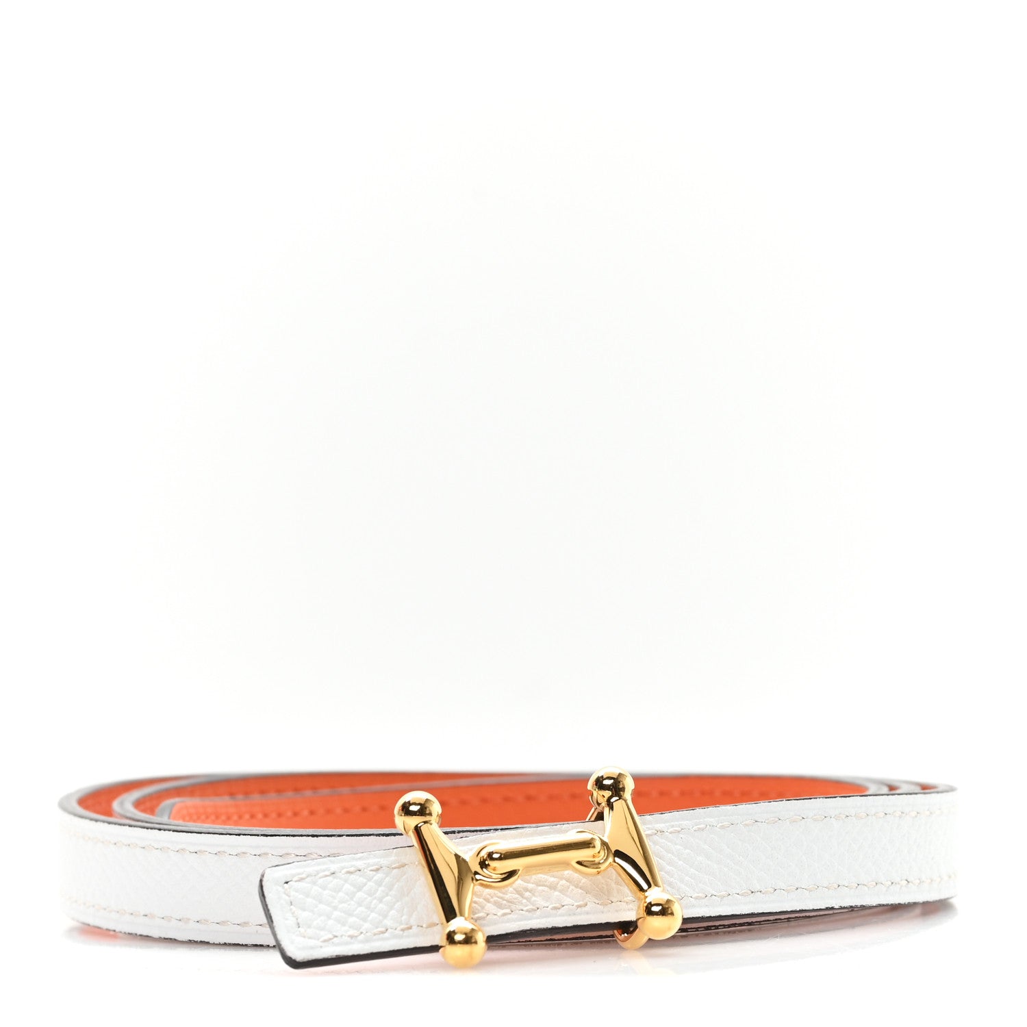 Hermes Epsom Swift 13mm Mors H Belt 75 30 White Orange 1 of 5
